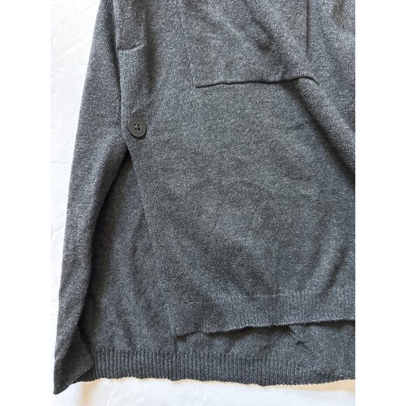 J Jill Wool Blend Longline Cardigan Sweater Gray Pockets Open 3 Button Detail XL - Picture 10 of 14